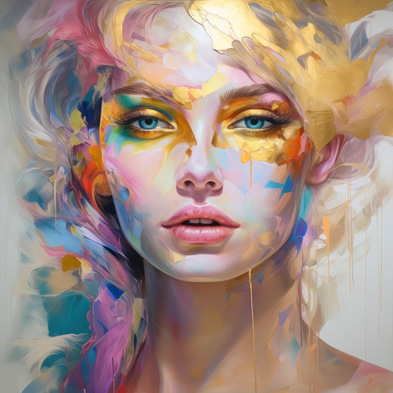 Colorful Woman Portrait Woman Face Wall Art Print Girl Poster Home ...