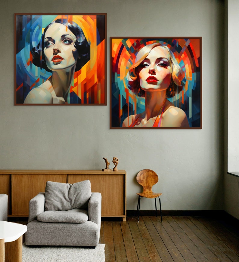 Colorful Woman Portrait Woman Face Wall Art Print Girl Poster Etsy