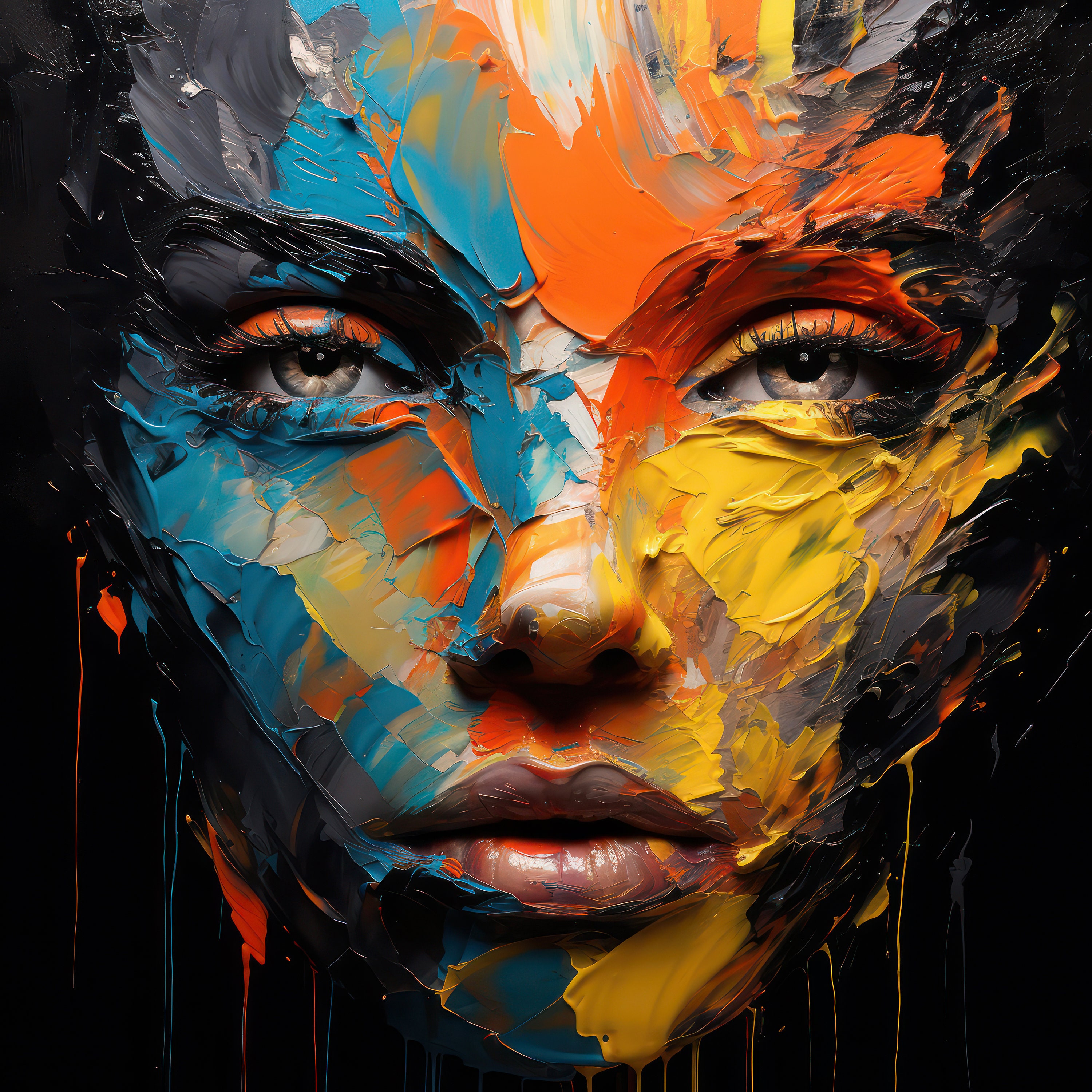 Colorful Woman Portrait Wall Art Print Abstract Girl Poster Home Decor ...