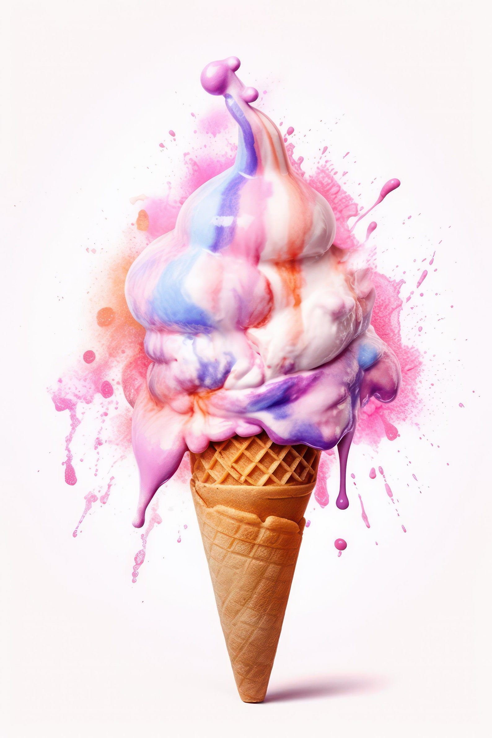 Ice Cream Print Colorful Food Poster Kitchen Wall Art Gelato Artwork ...