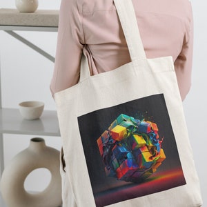 Rubik Cube Printable Rubik Cube Print Colorful Wall Art Download Technicolor Oil Painting Cube Home Decor AI Art Midjourney image 6