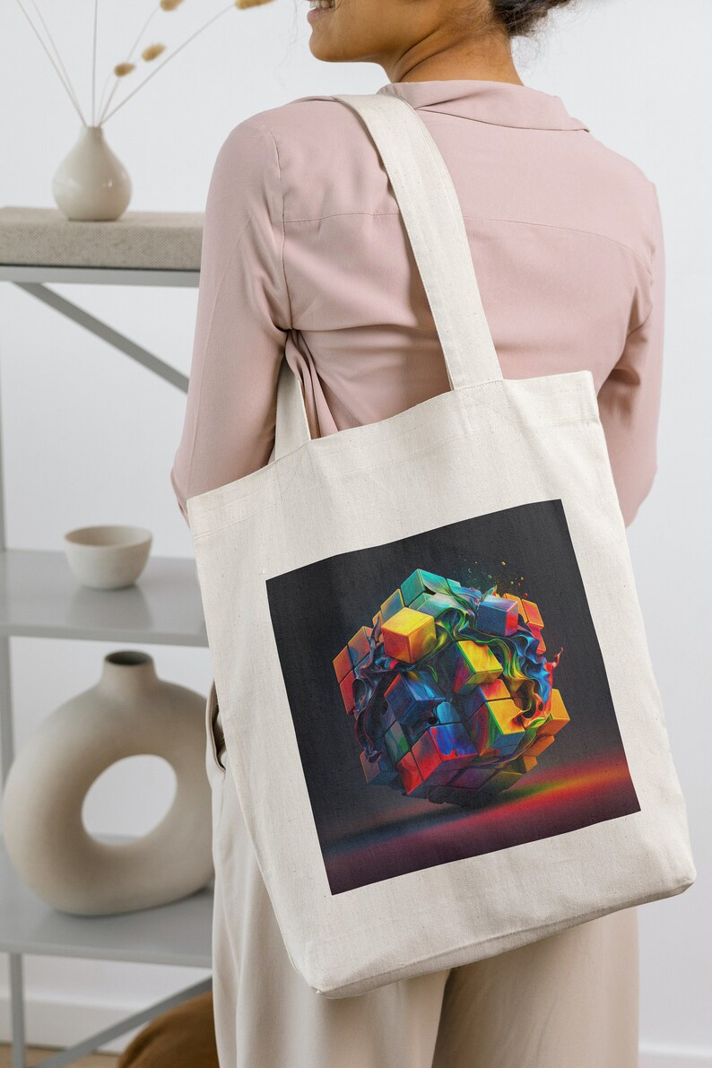 Rubik Cube Printable Rubik Cube Print Colorful Wall Art Download Technicolor Oil Painting Cube Home Decor AI Art Midjourney image 6