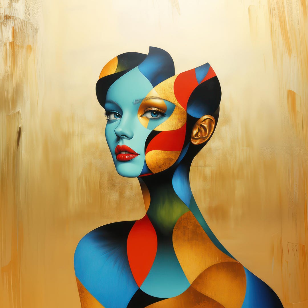 Colorful Woman Portrait Abstract Woman Face Wall Art Print Girl Poster ...