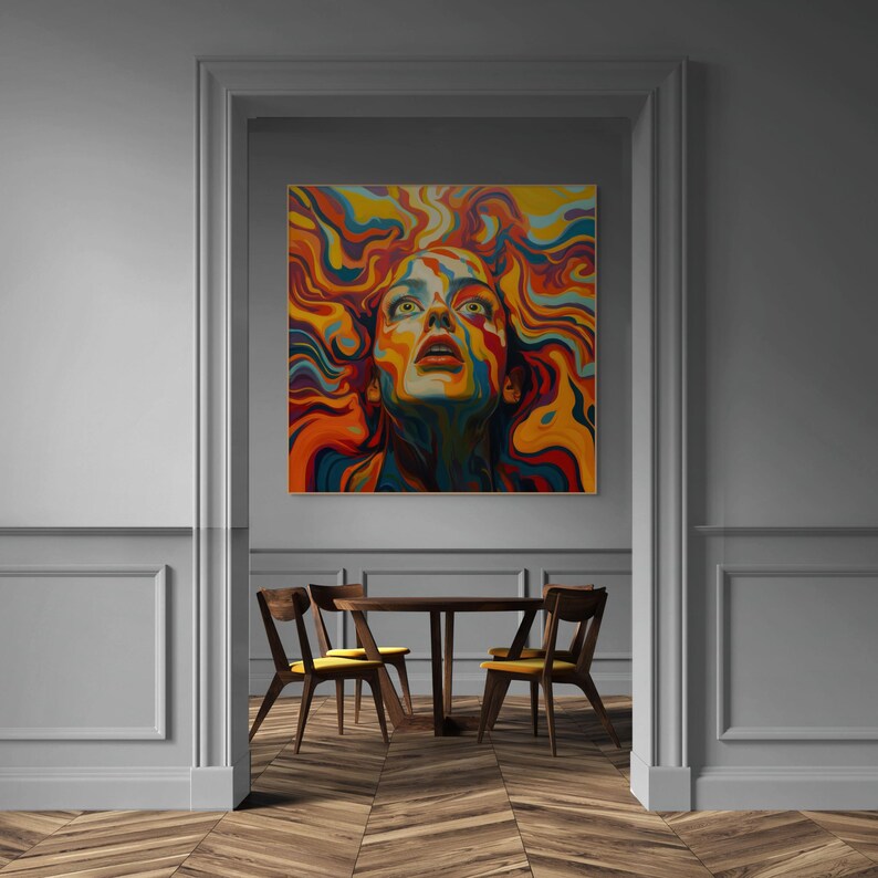 Colorful Woman Portrait Wall Art Print Abstract Girl Poster Home Decor ...