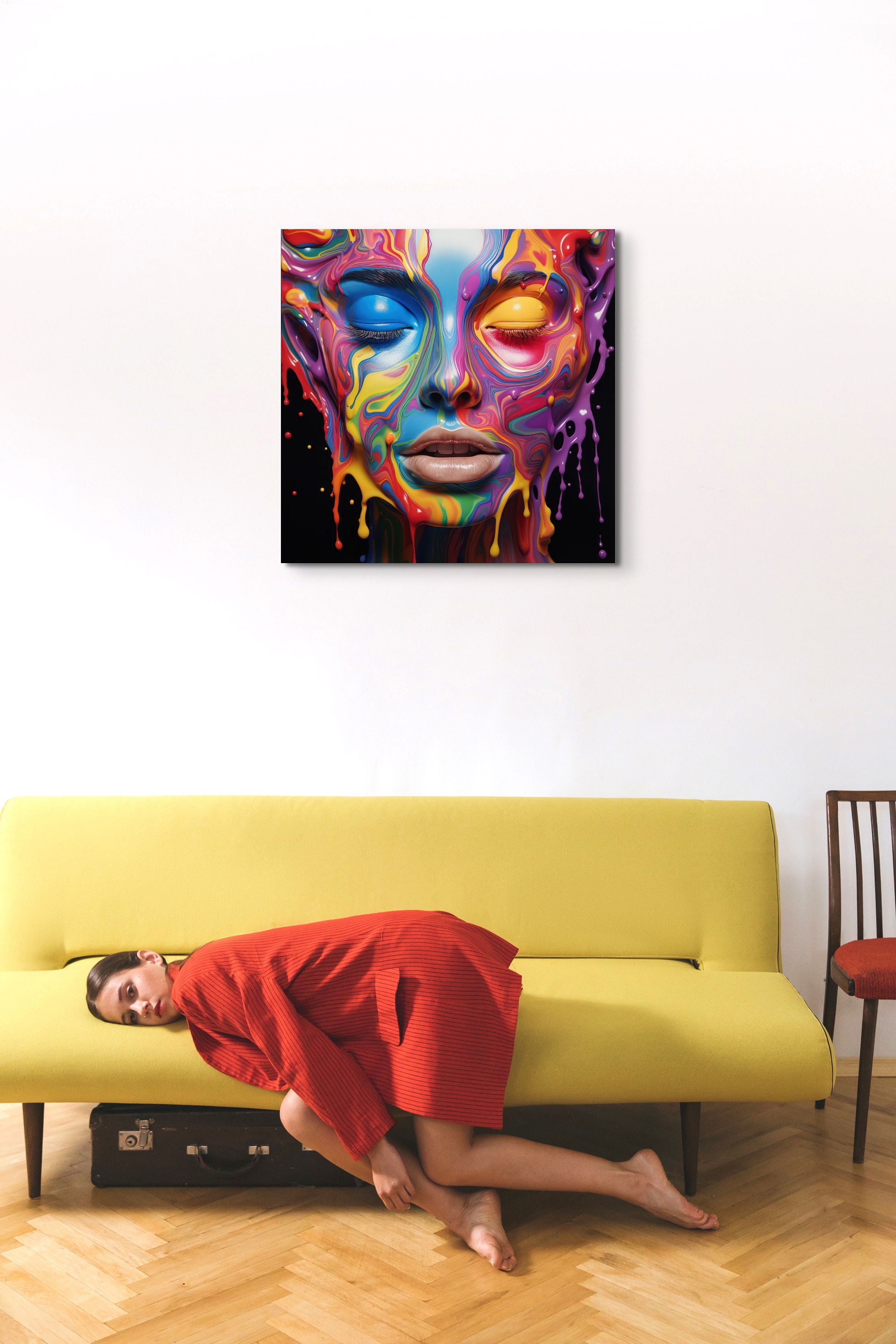 Colorful Woman Print Woman Face Printable Wall Art Painting Female Face ...