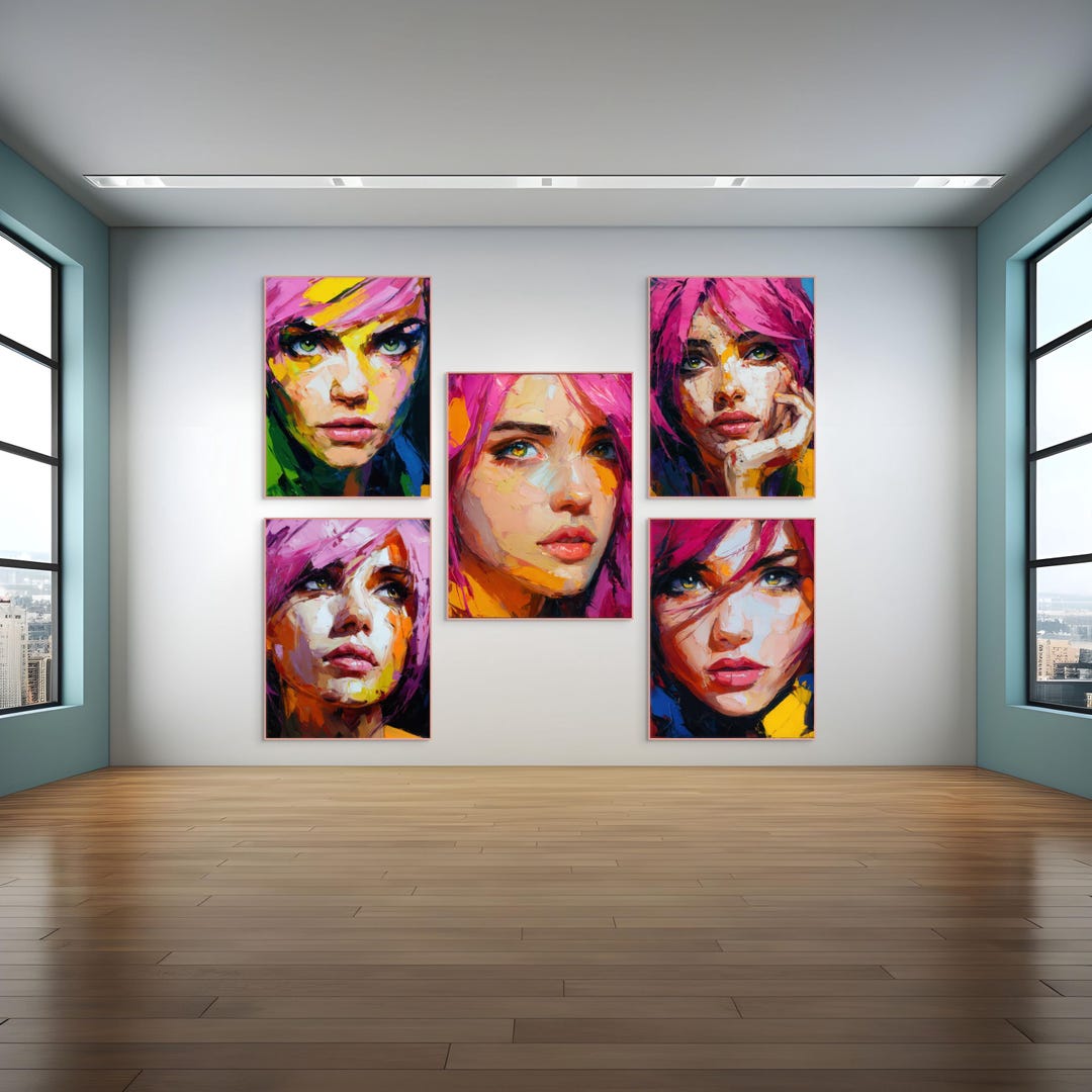 Colorful Woman Portrait Woman Face Wall Art Print Girl Poster Home ...