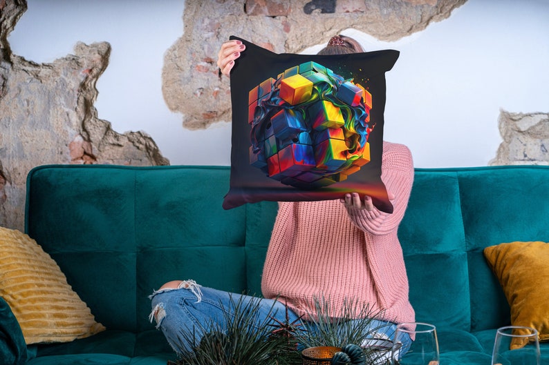 Rubik Cube Printable Rubik Cube Print Colorful Wall Art Download Technicolor Oil Painting Cube Home Decor AI Art Midjourney image 7