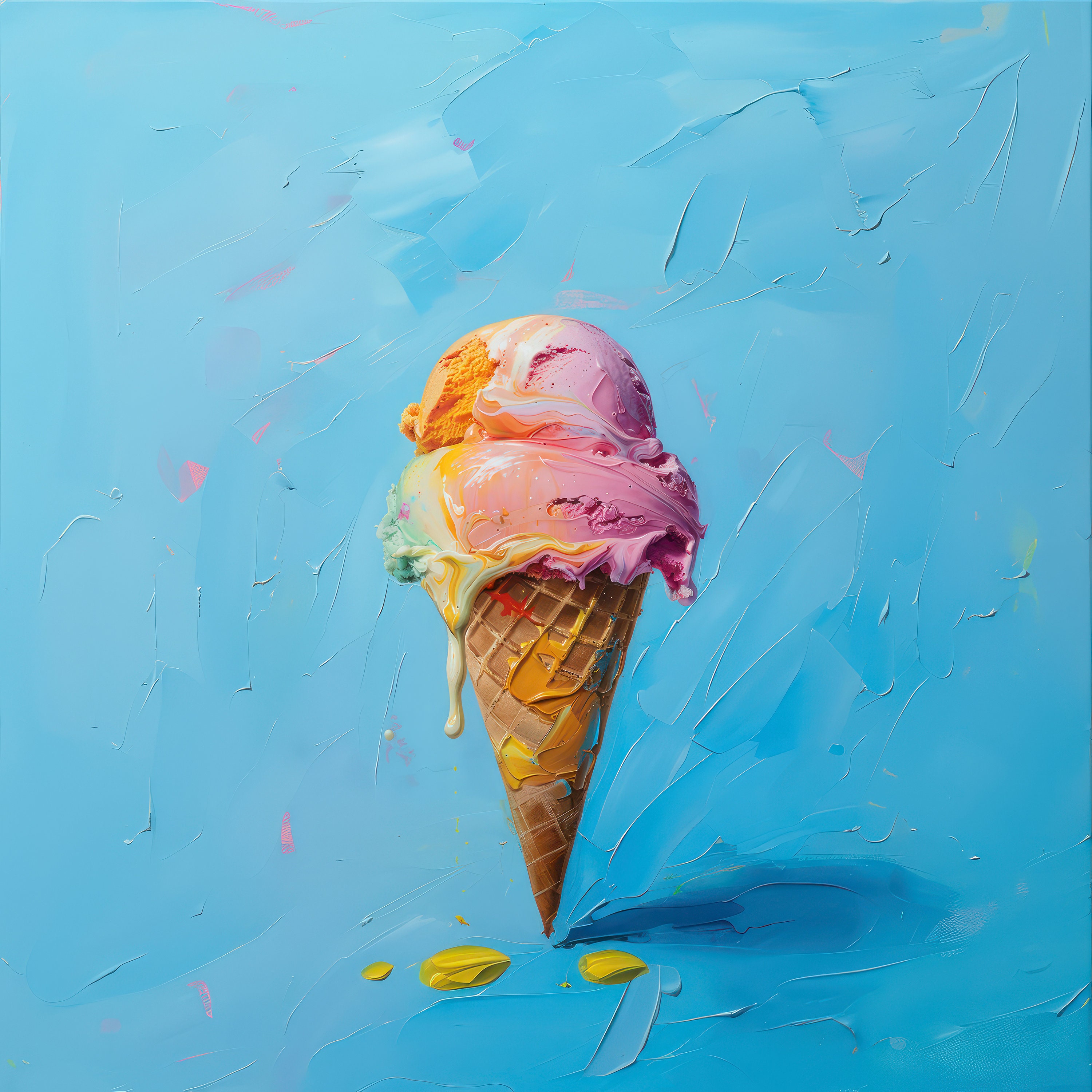 Ice Cream Print Colorful Food Poster Kitchen Wall Art Gelato Artwork ...