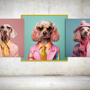 Dog Portrait Printable Colorful Dog Print Pastel Dog in Clothes Wall ...