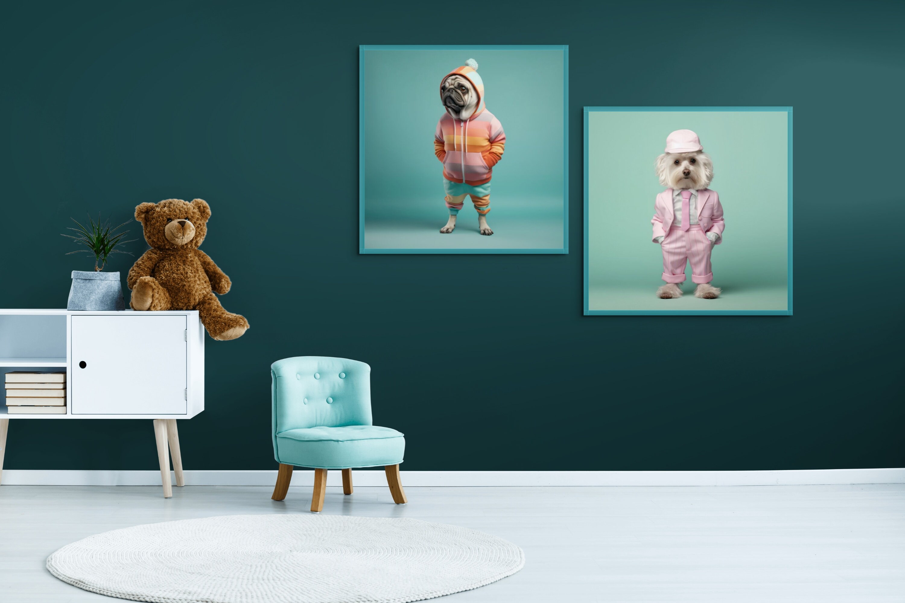 Dog Portrait Printable Colorful Dog Print Pastel Dog in Clothes Wall ...