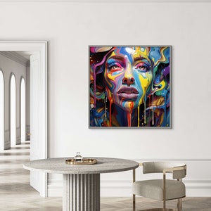 Colorful Woman Print Woman Face Printable Wall Art Painting - Etsy