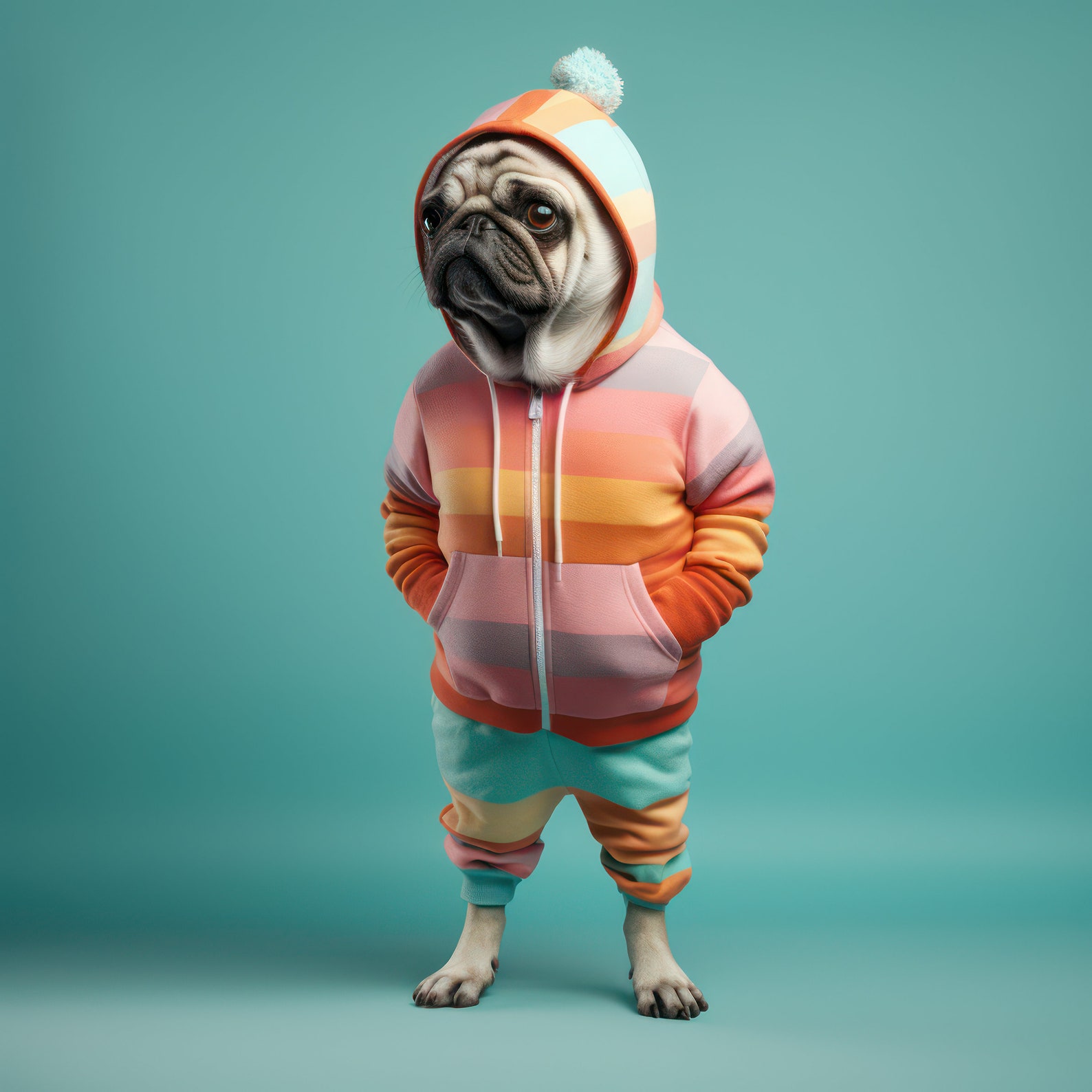 Dog Portrait Printable Colorful Dog Print Pastel Dog in Clothes Wall ...