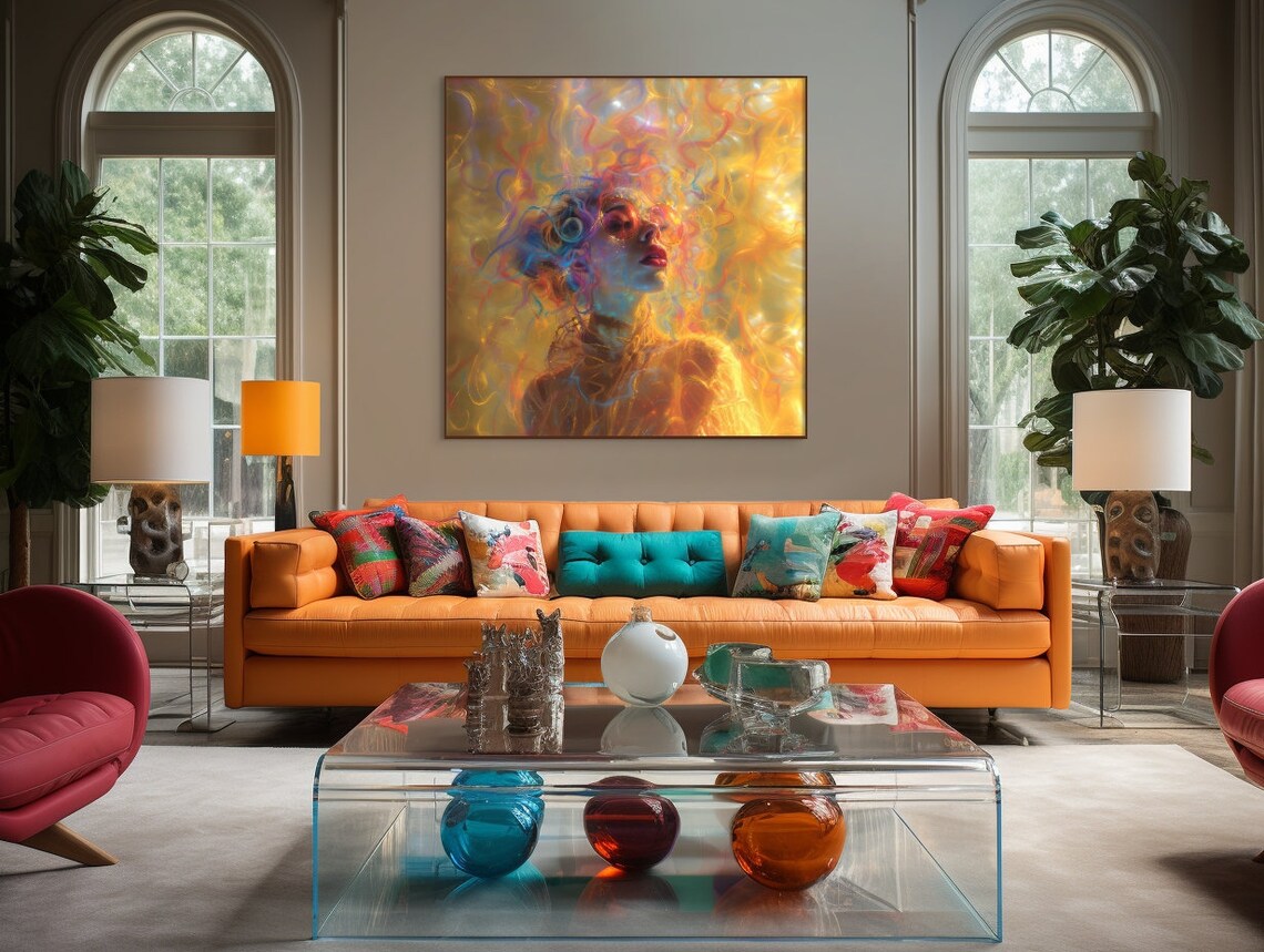 Colorful Woman Portrait Wall Art Print Abstract Girl Poster Home Decor ...