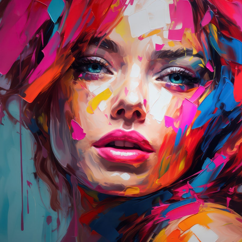 Colorful Woman Print Woman Face Printable Wall Art Painting Female Face