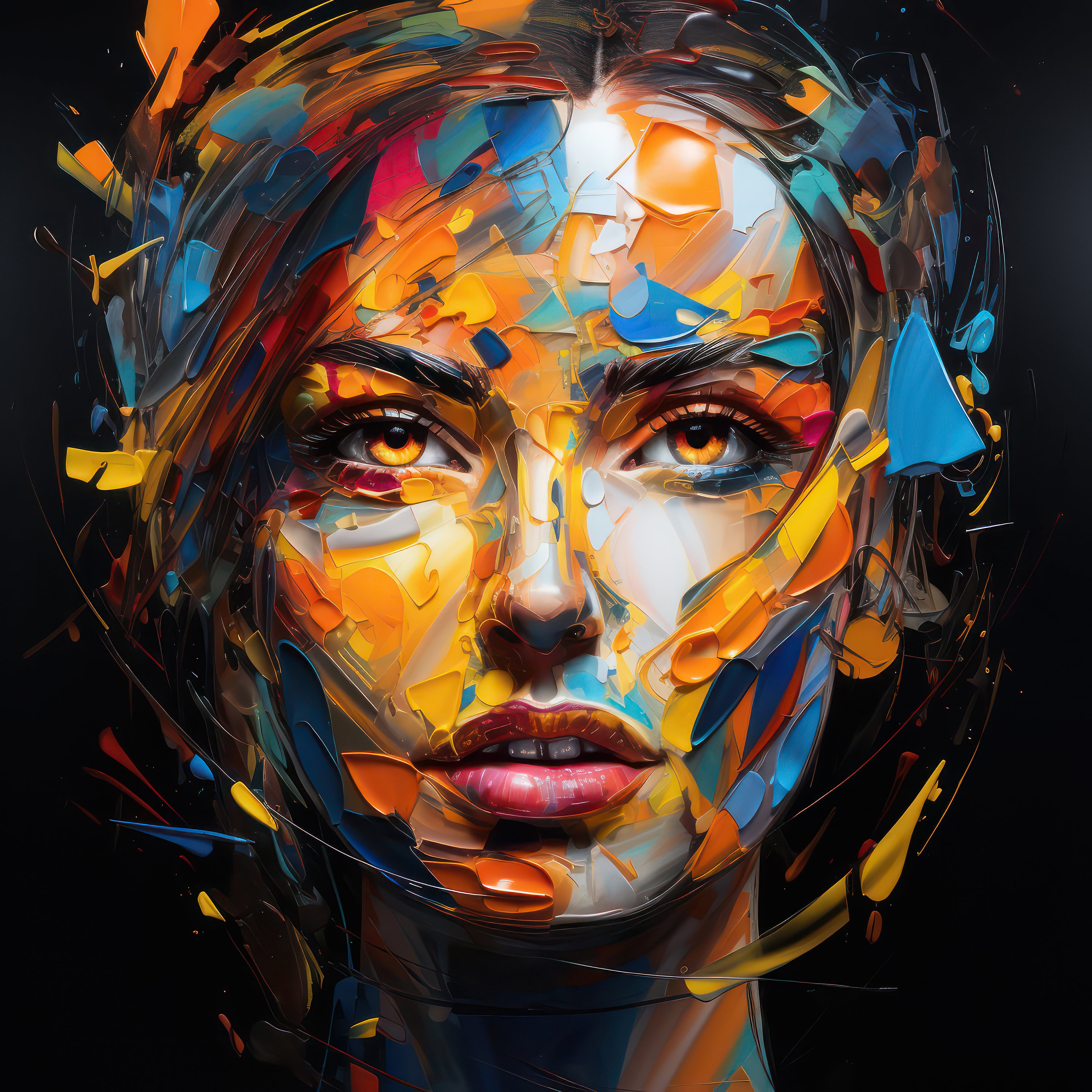 Colorful Woman Portrait Wall Art Print Abstract Girl Poster Home Decor ...