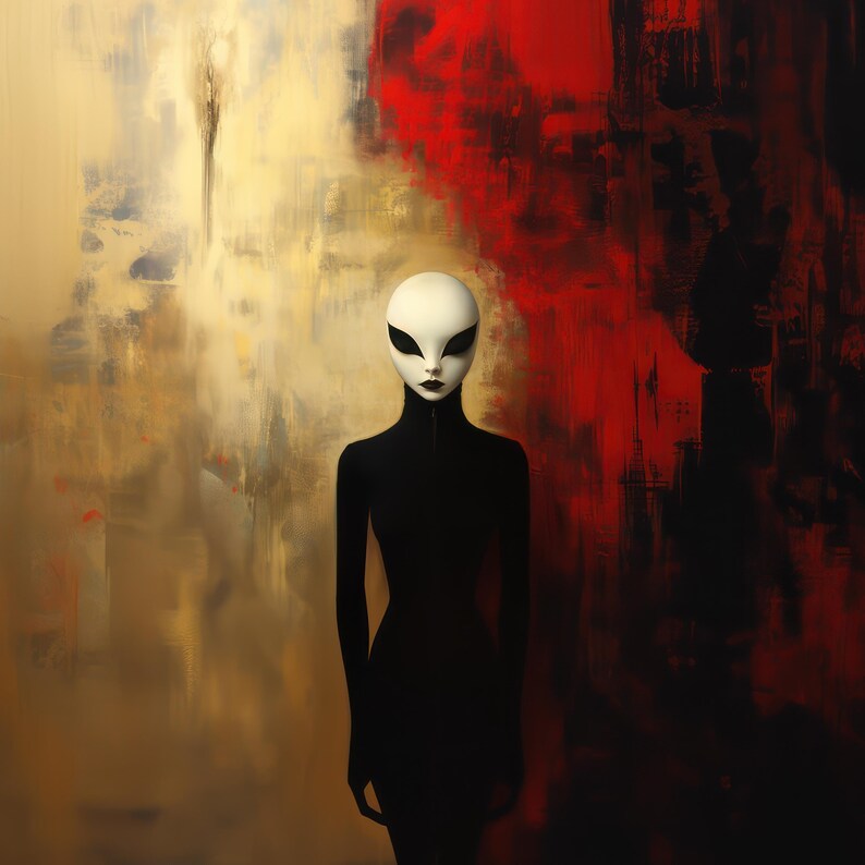 Alien Poster Alien Painting Alien Printable Cosmos Wall Art Space Home ...