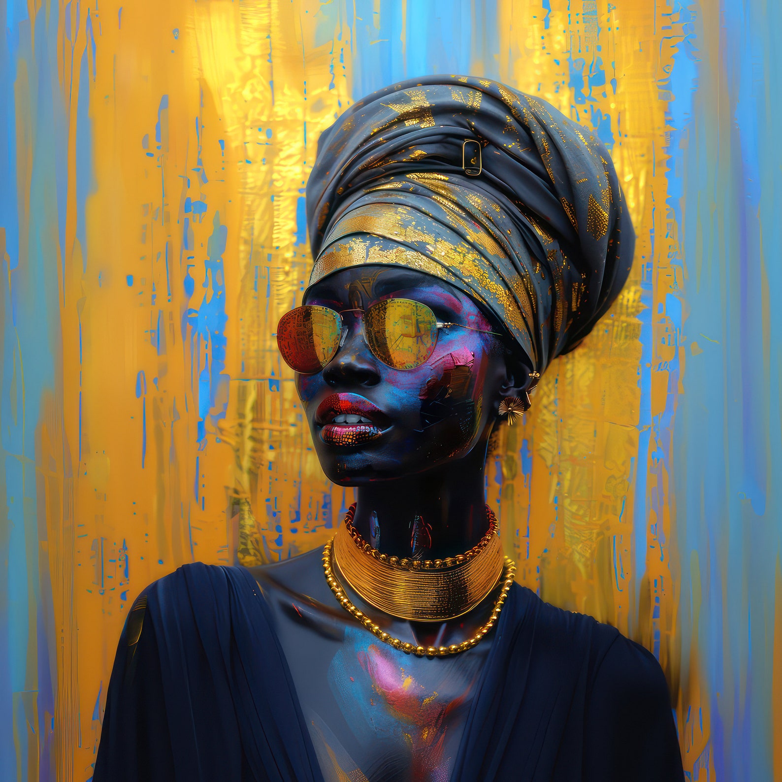 Colorful Woman Portrait Wall Art Print Abstract Girl Poster Home Decor ...