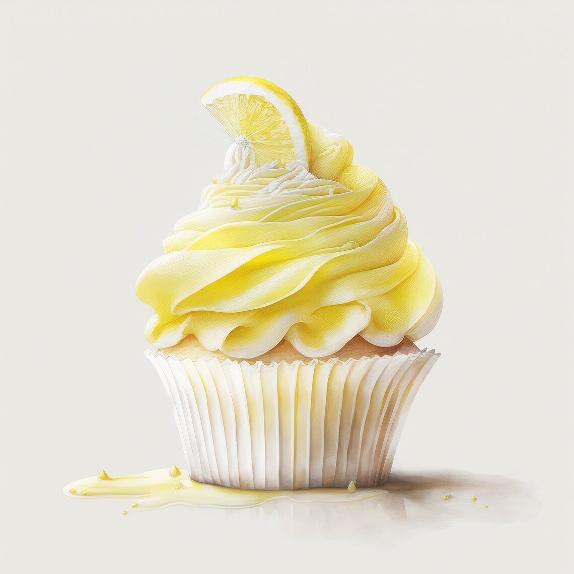 Cupcake Print Lemon Cupcake Printable Pastry Wall Art Patisserie Pastry ...