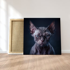 Sphynx Cat Print Angry Sphynx Cat Printable Photorealistic Cat Wall Art Cat Portrait Grumpy Cat Poster Home Décor AI Art Midjourney image 5