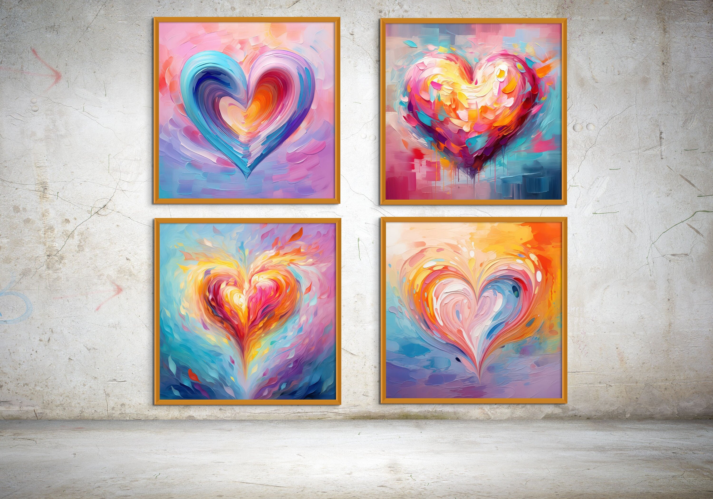 【DISCERNMENT】HAND-MADE heart painting knit Hearts Knit Together from the collection of J. Kirk Richards