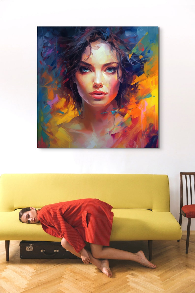 Colorful Woman Print Woman Face Printable Wall Art Painting Female Face