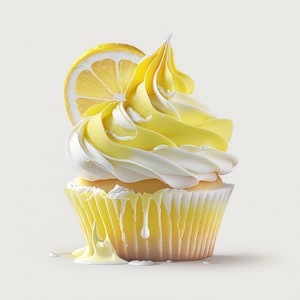 Cupcake Print Lemon Cupcake Printable Pastry Wall Art Patisserie Pastry Kitchen Decor Bakery Midjourney Fruit Cupcake Set of 3