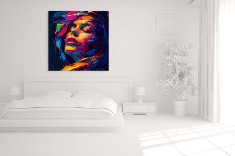 Colorful Woman Portrait Wall Art Print Abstract Girl Poster Home Decor ...