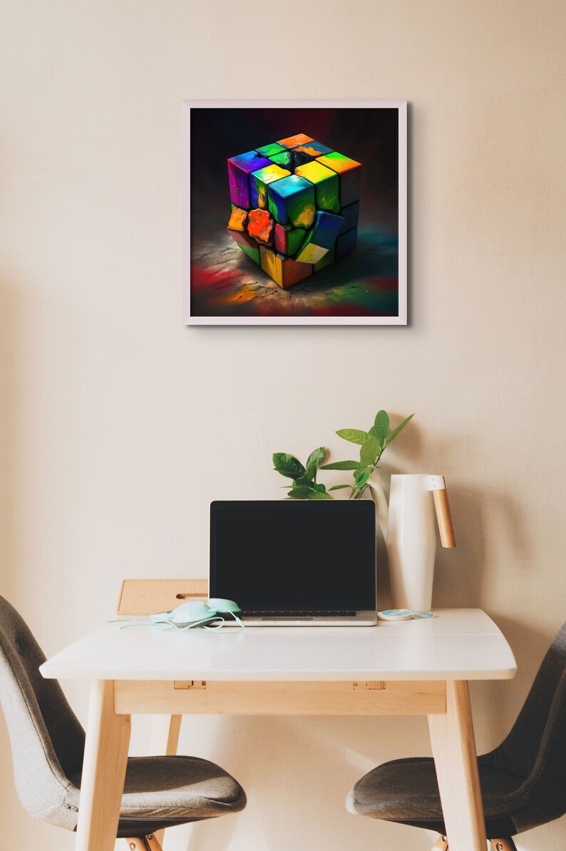 Rubik Cube Printable Rubik Cube Print Colorful Wall Art Etsy