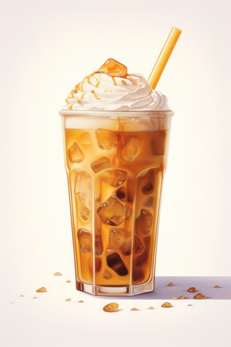 Frappe Printable Caramel Frappe Print Iced Coffee Drink Etsy