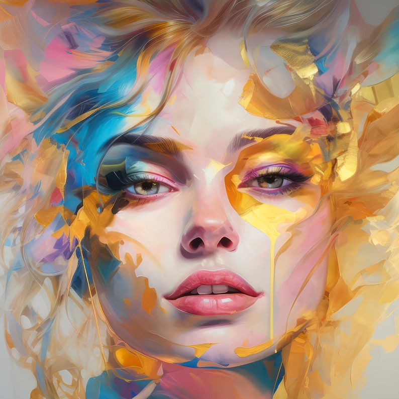 Colorful Woman Portrait Woman Face Wall Art Print Girl Poster Home ...