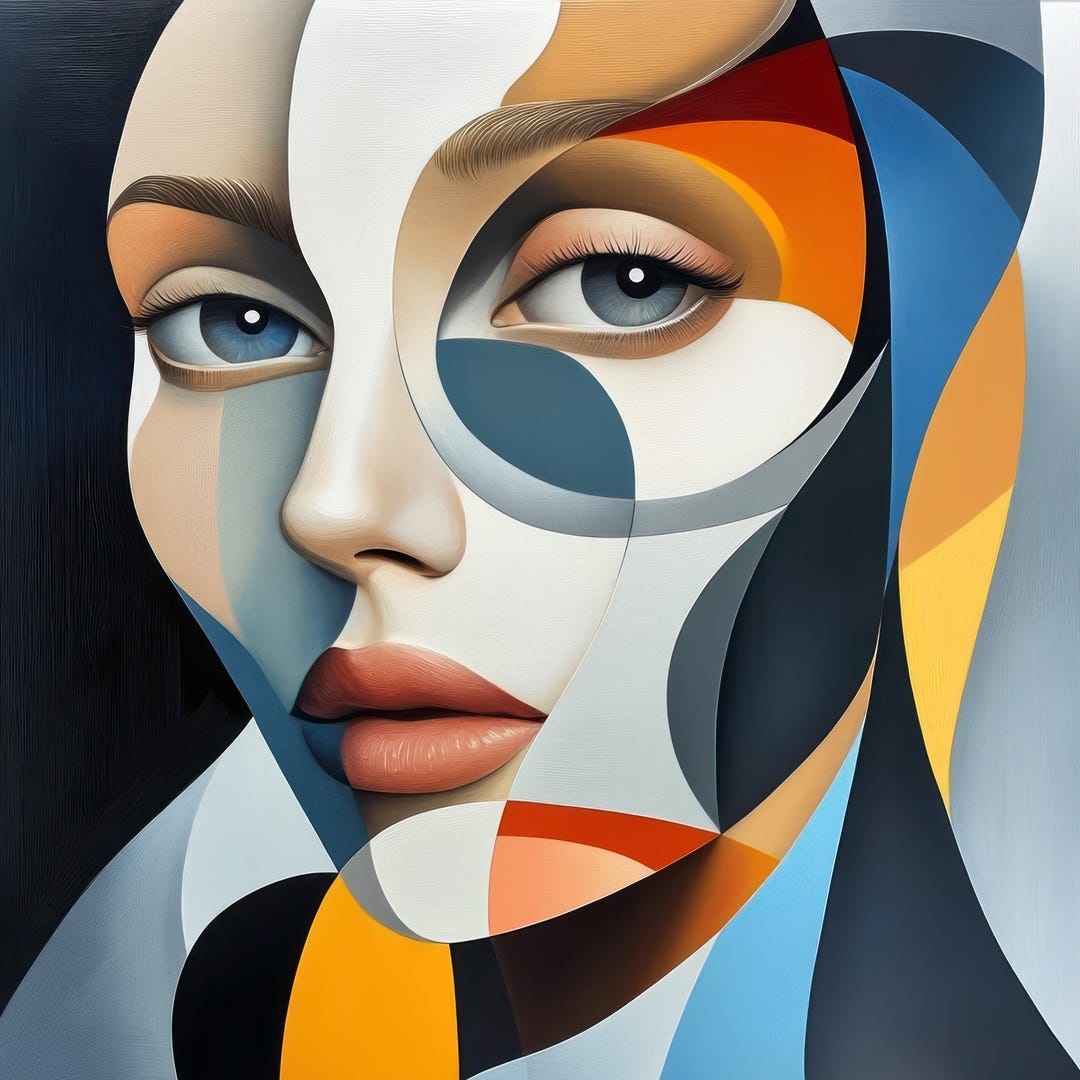 Colorful Woman Portrait Wall Art Print Abstract Girl Poster Home Decor ...