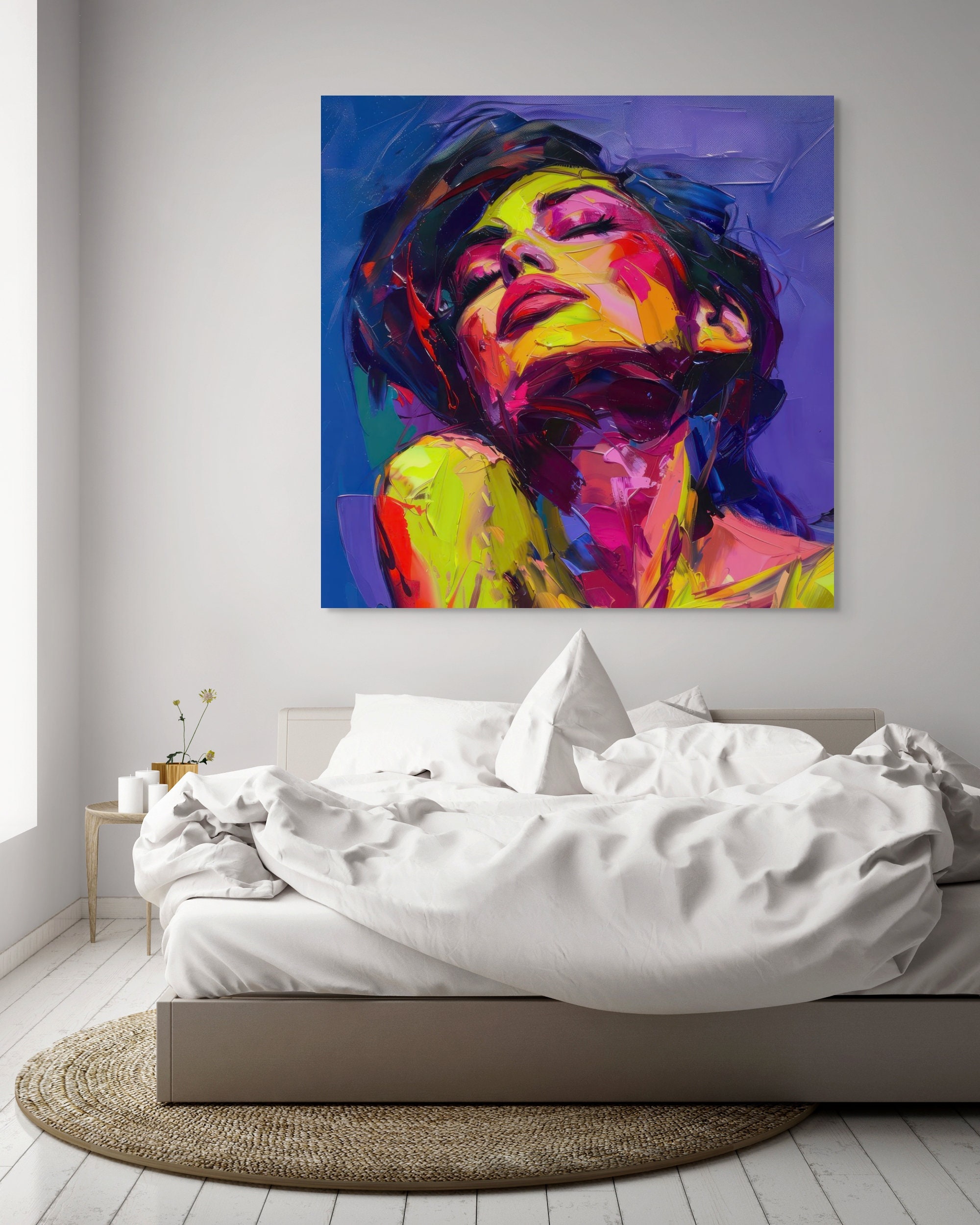 Colorful Woman Portrait Wall Art Print Abstract Girl Poster Home Decor ...