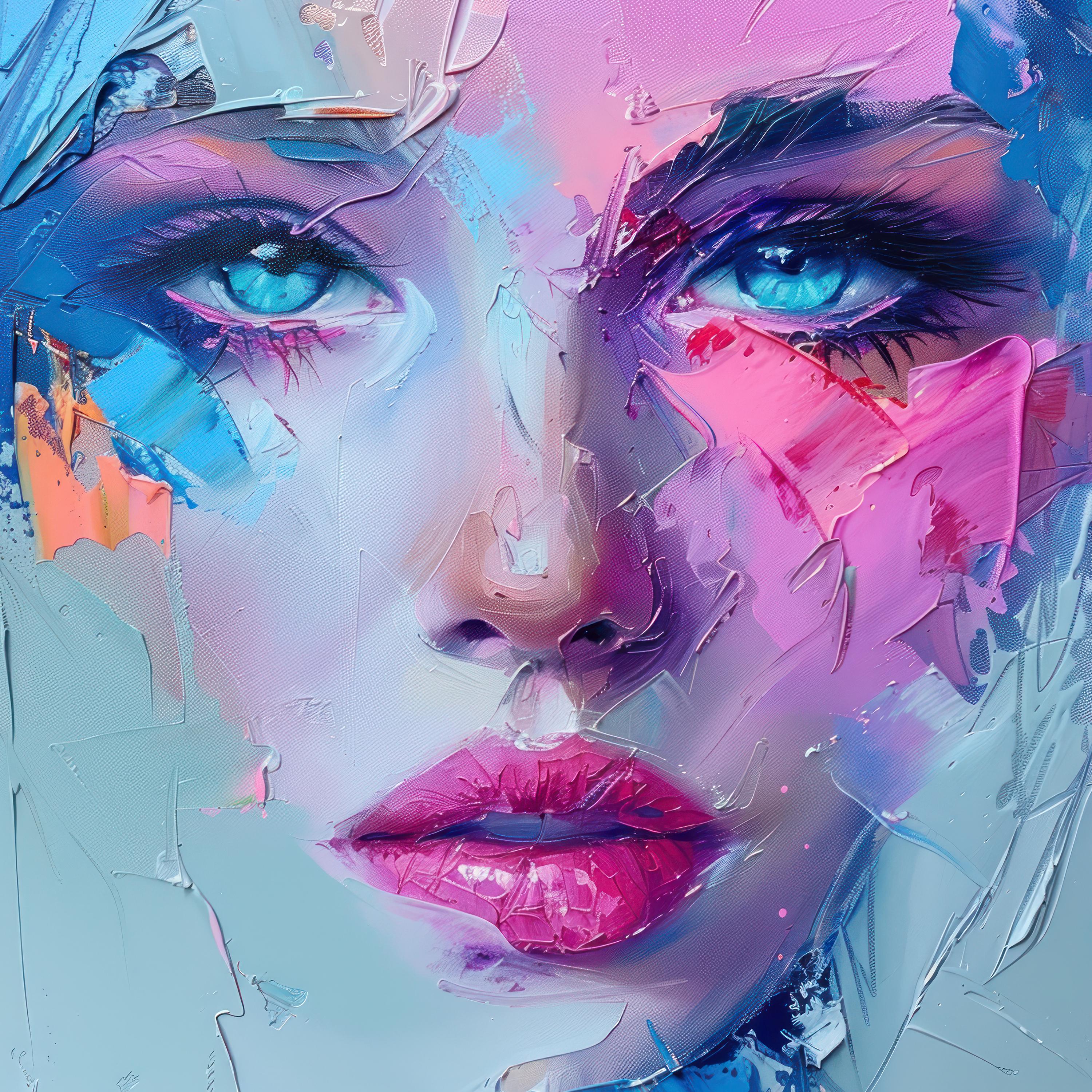 Colorful Woman Portrait Woman Face Wall Art Print Girl Poster Home ...