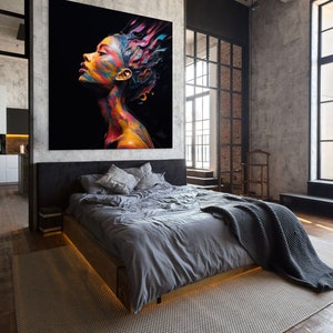 Colorful Woman Portrait Woman Face Wall Art Print Girl Poster Home ...