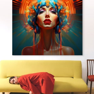 Colorful Woman Portrait Woman Face Wall Art Print Girl Poster Home ...