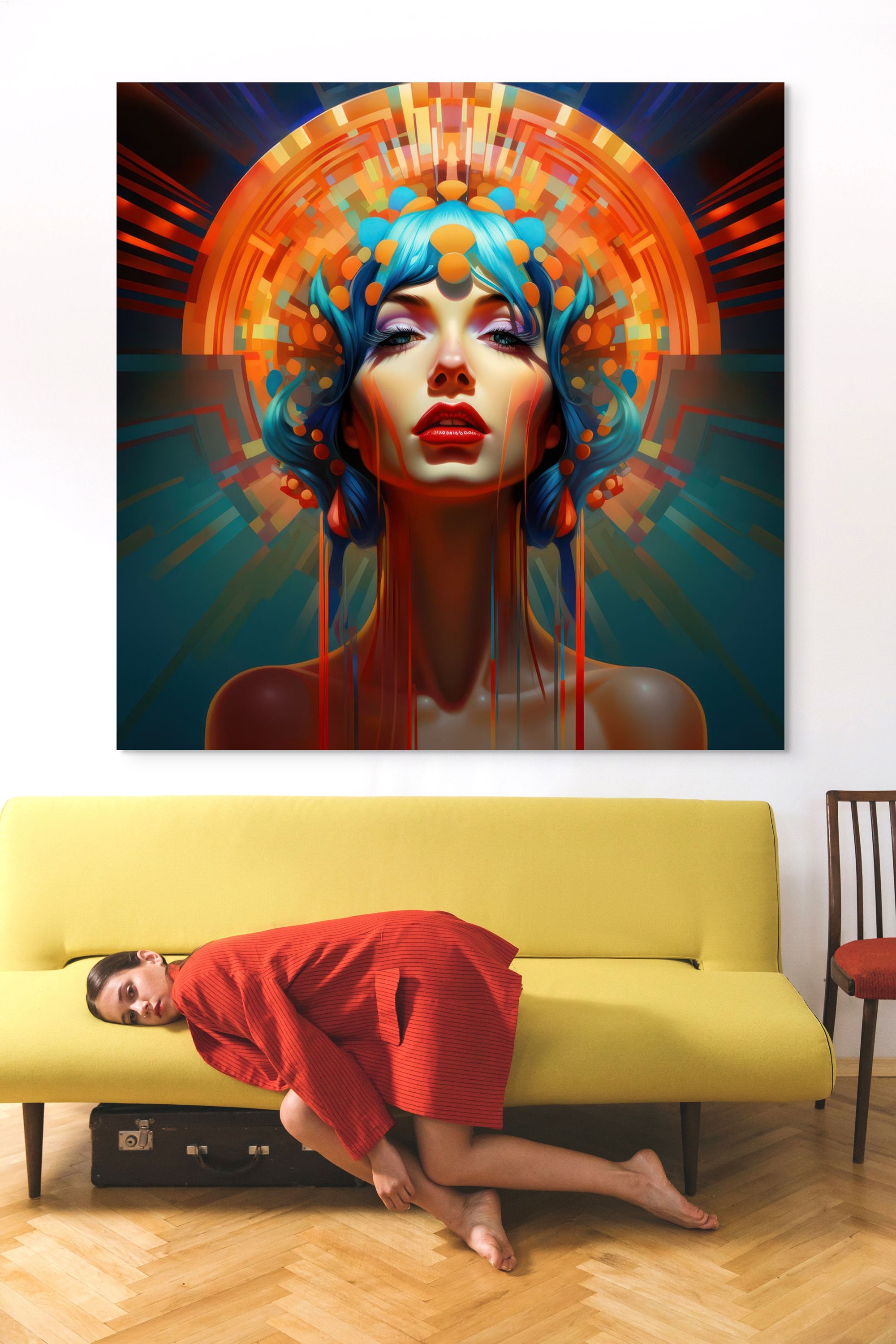 Colorful Woman Portrait Woman Face Wall Art Print Girl Poster Home ...