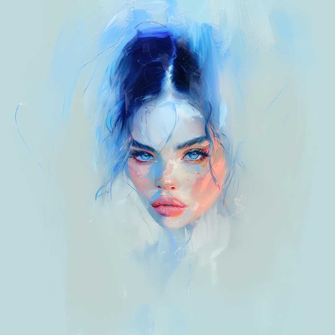 Colorful Woman Portrait Woman Face Wall Art Print Girl Poster Home ...