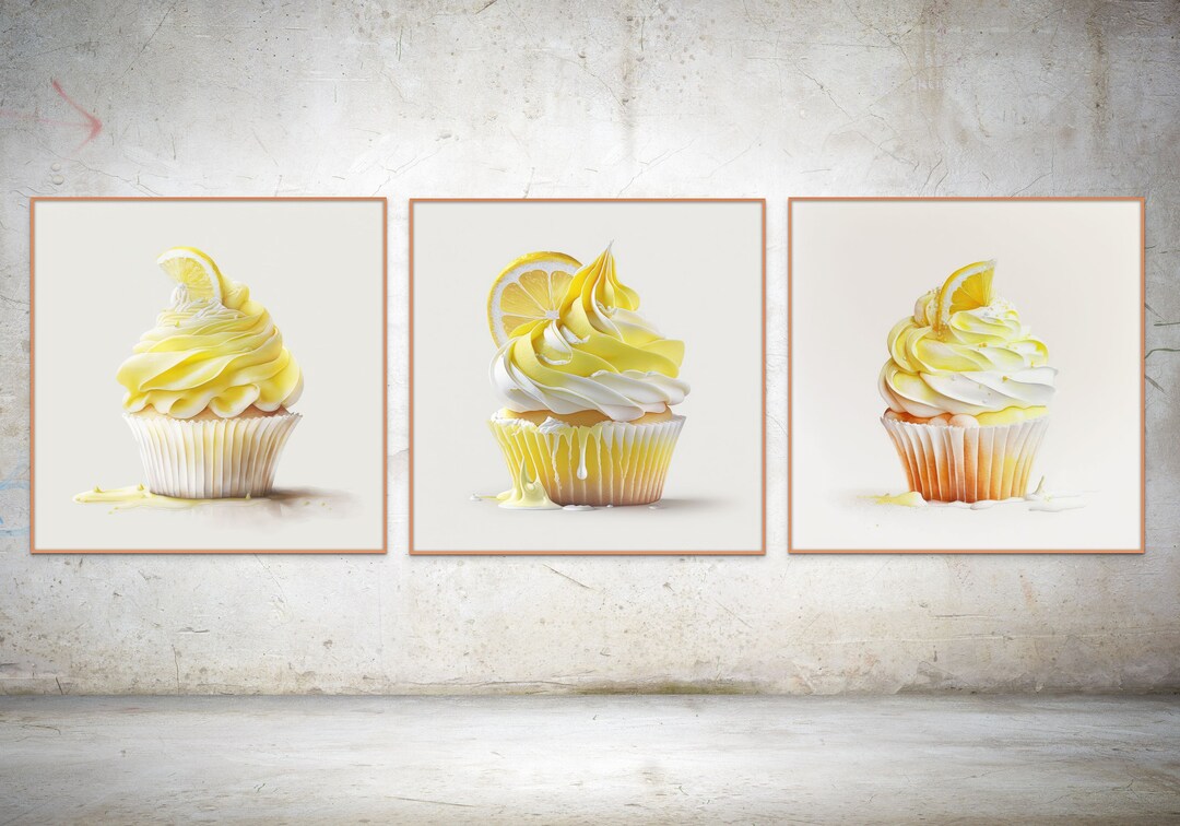 Cupcake Print Lemon Cupcake Printable Pastry Wall Art - Etsy