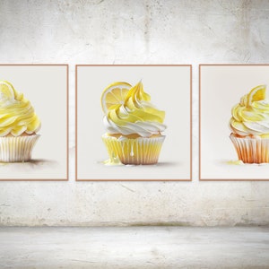 Cupcake Print Lemon Cupcake Printable Pastry Wall Art Patisserie Pastry ...