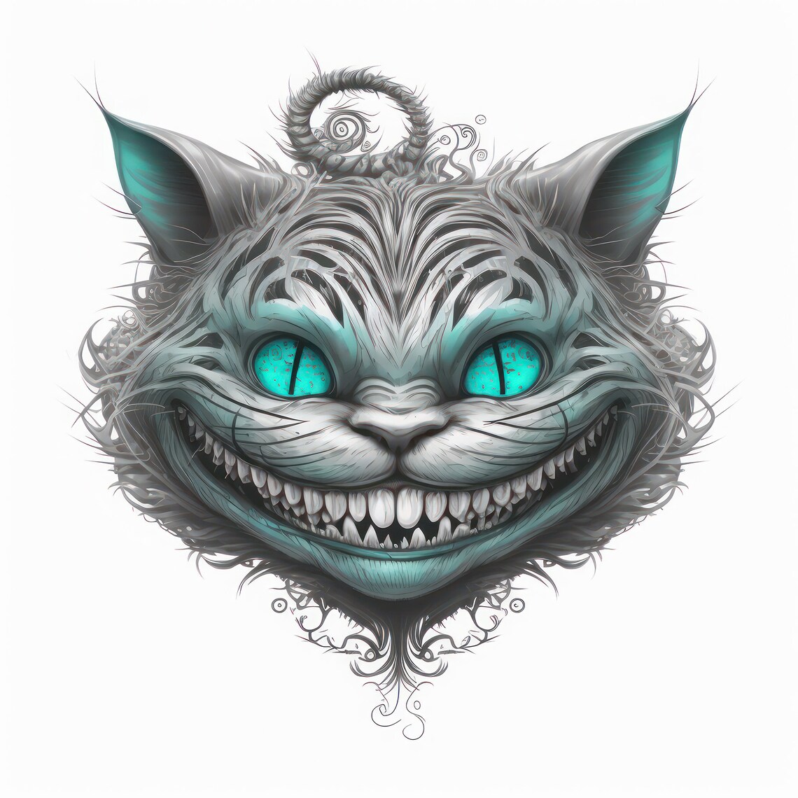 Cheshire Cat Art, Cheshire Cat Printable, Colorful Cat Poster, Cheshire ...