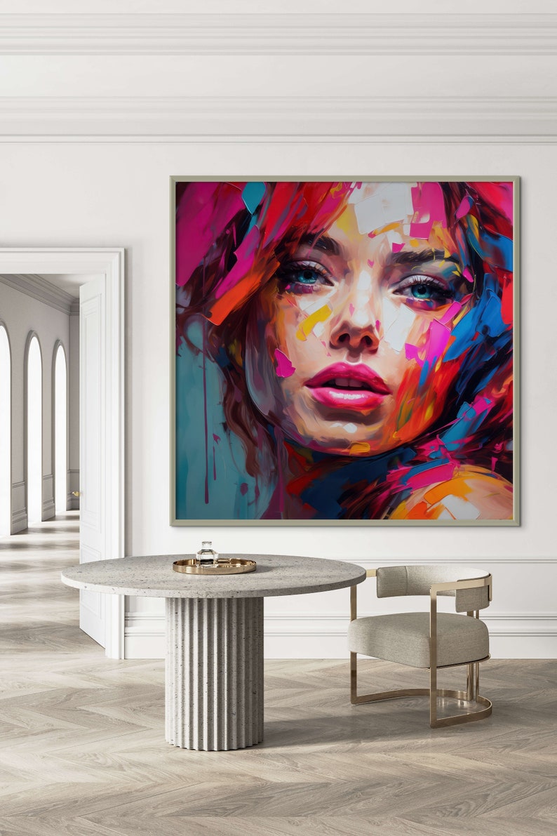 Colorful Woman Print Woman Face Printable Wall Art Painting Female Face