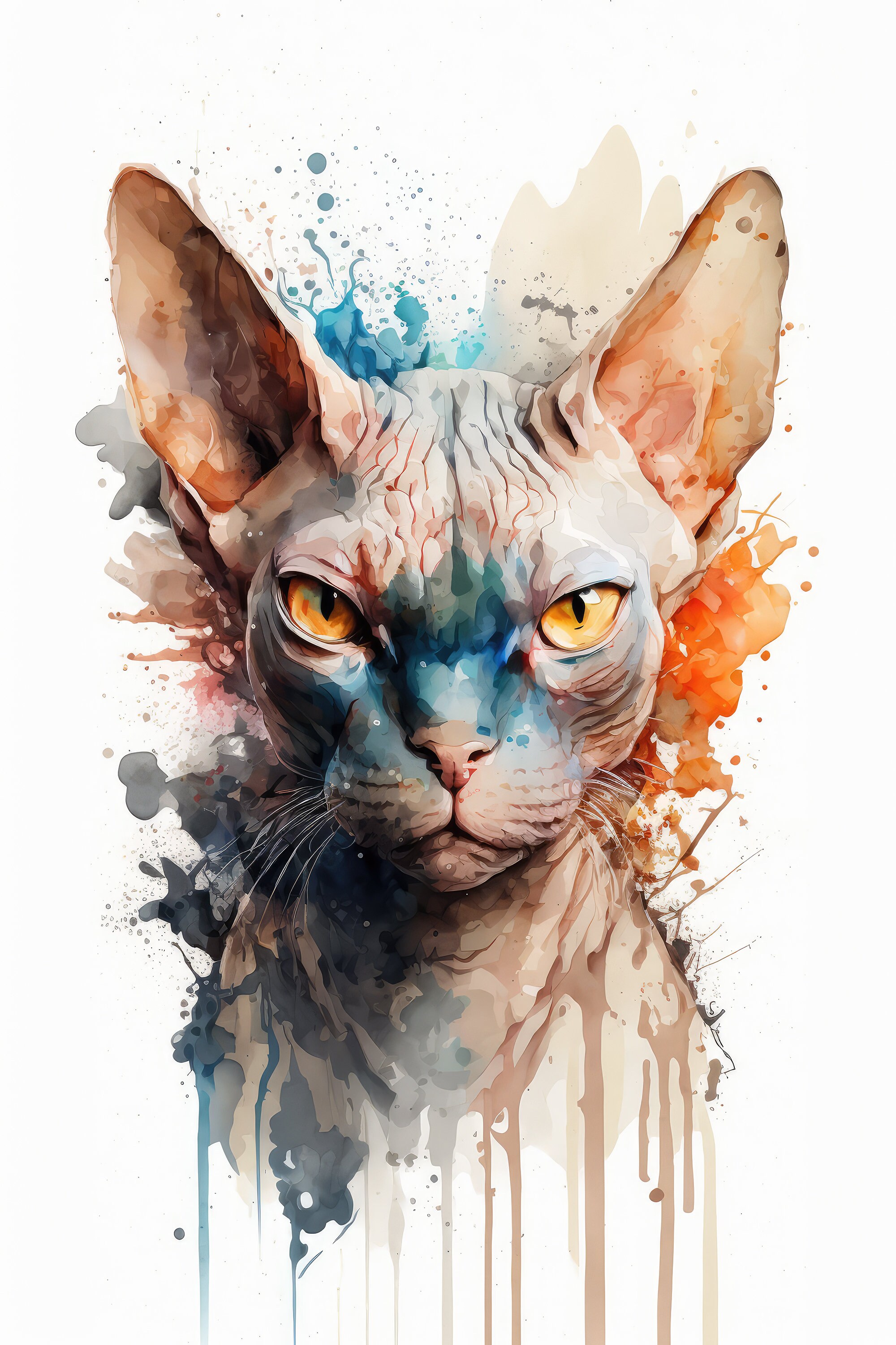 Sphynx Cat Print Angry Sphynx Cat Printable Photorealistic Cat