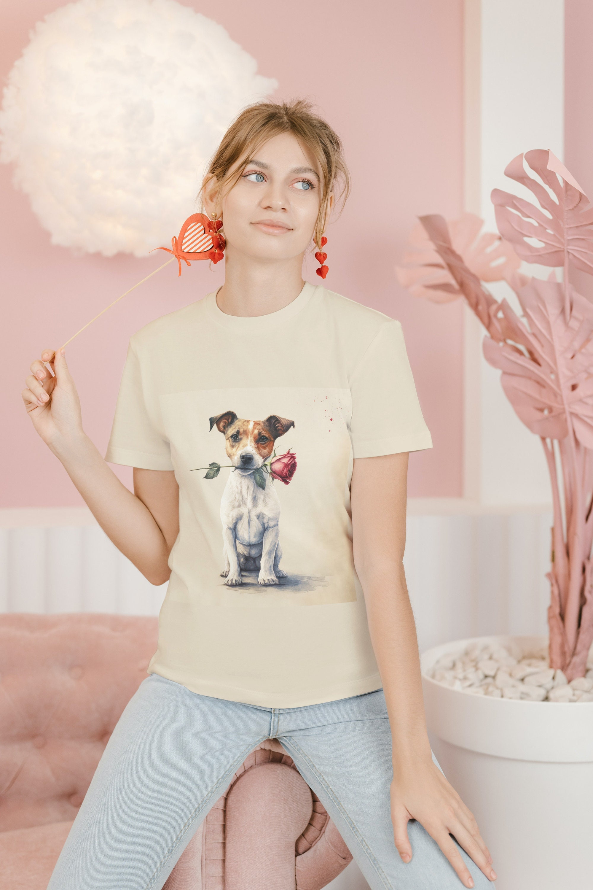Dog Portrait Jack Russell Terrier Printable Dog With Rose Print ...
