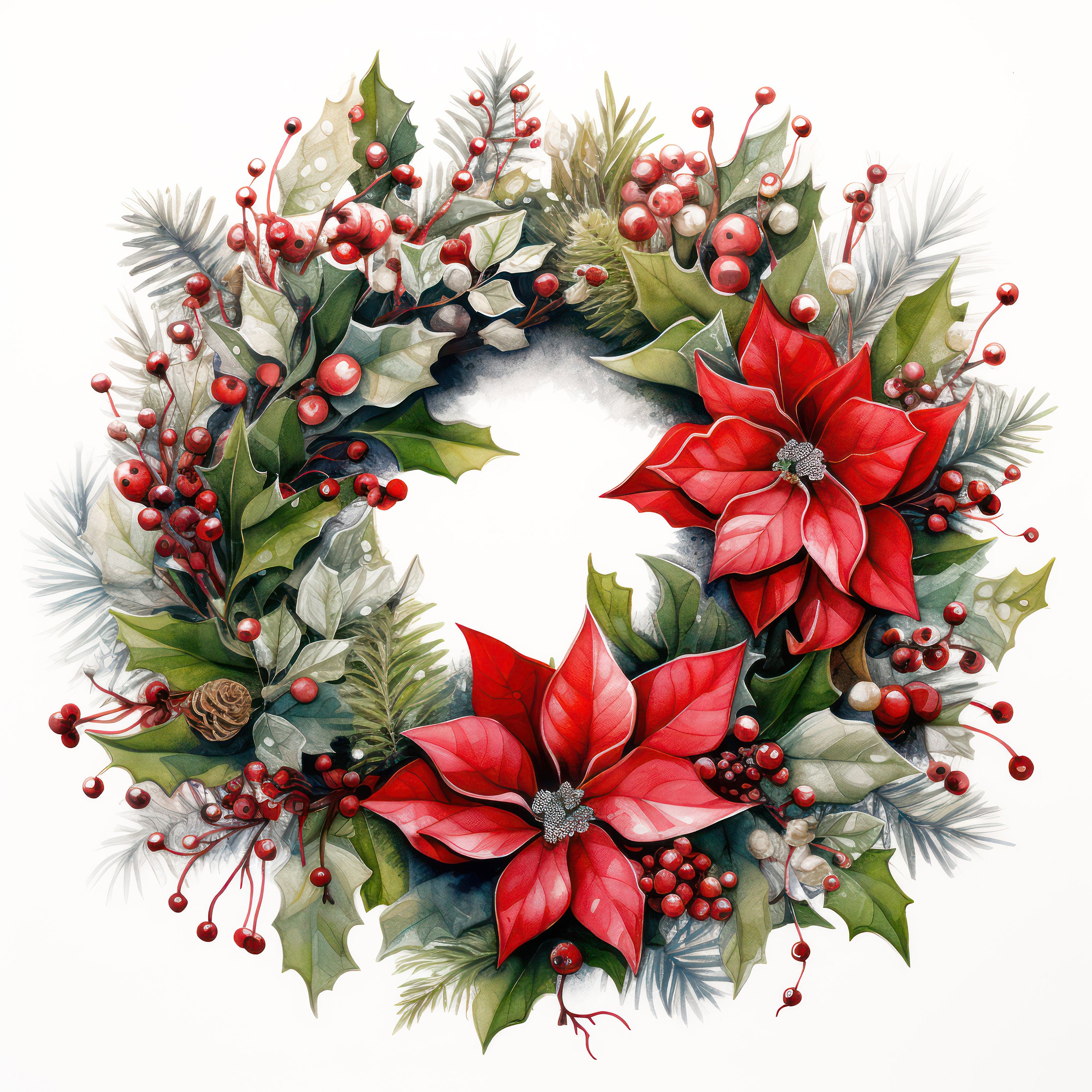 Christmas Wreath Print Christmas Star Printable Winter Wreath Poster ...