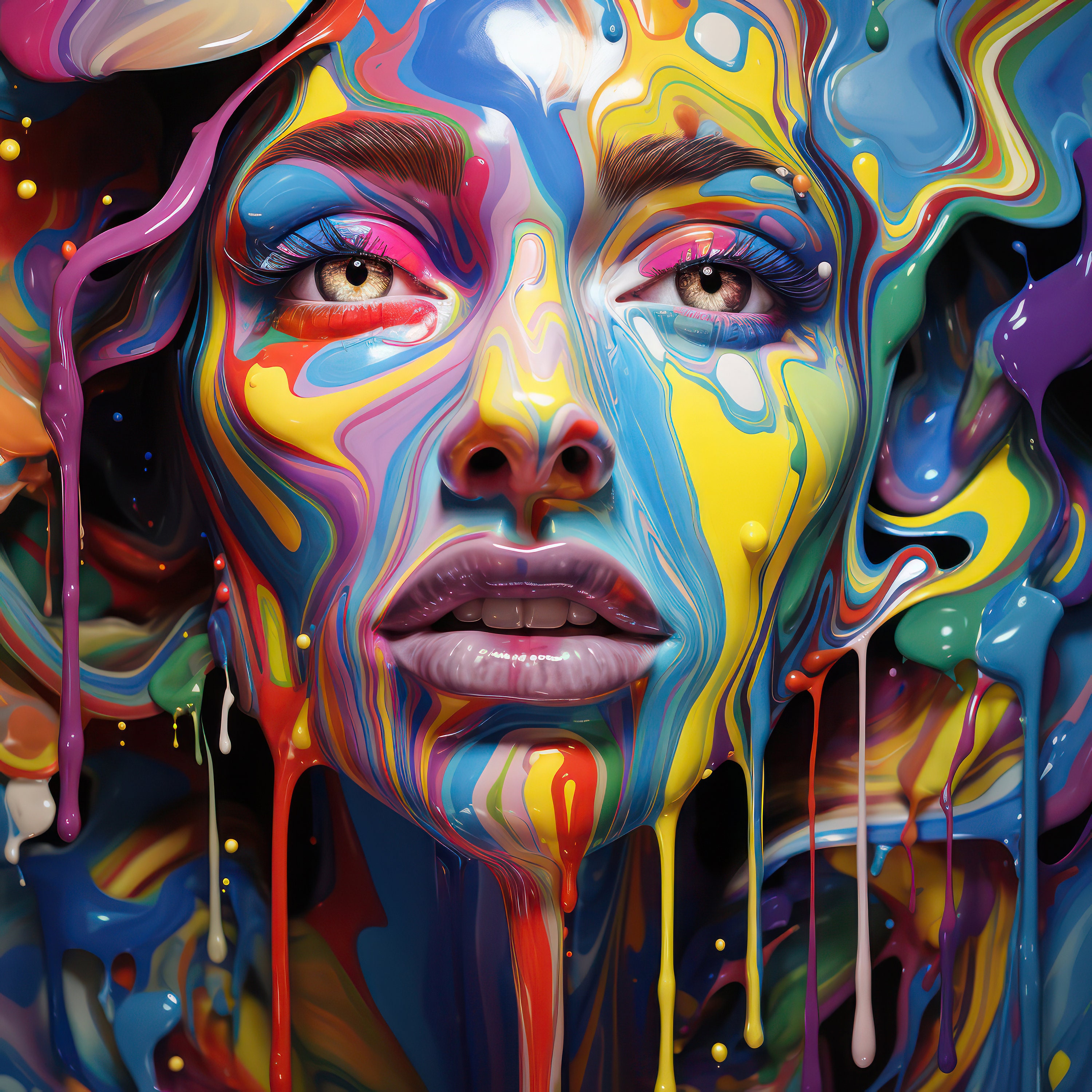 Colorful Woman Print Woman Face Printable Wall Art Painting Female Face ...