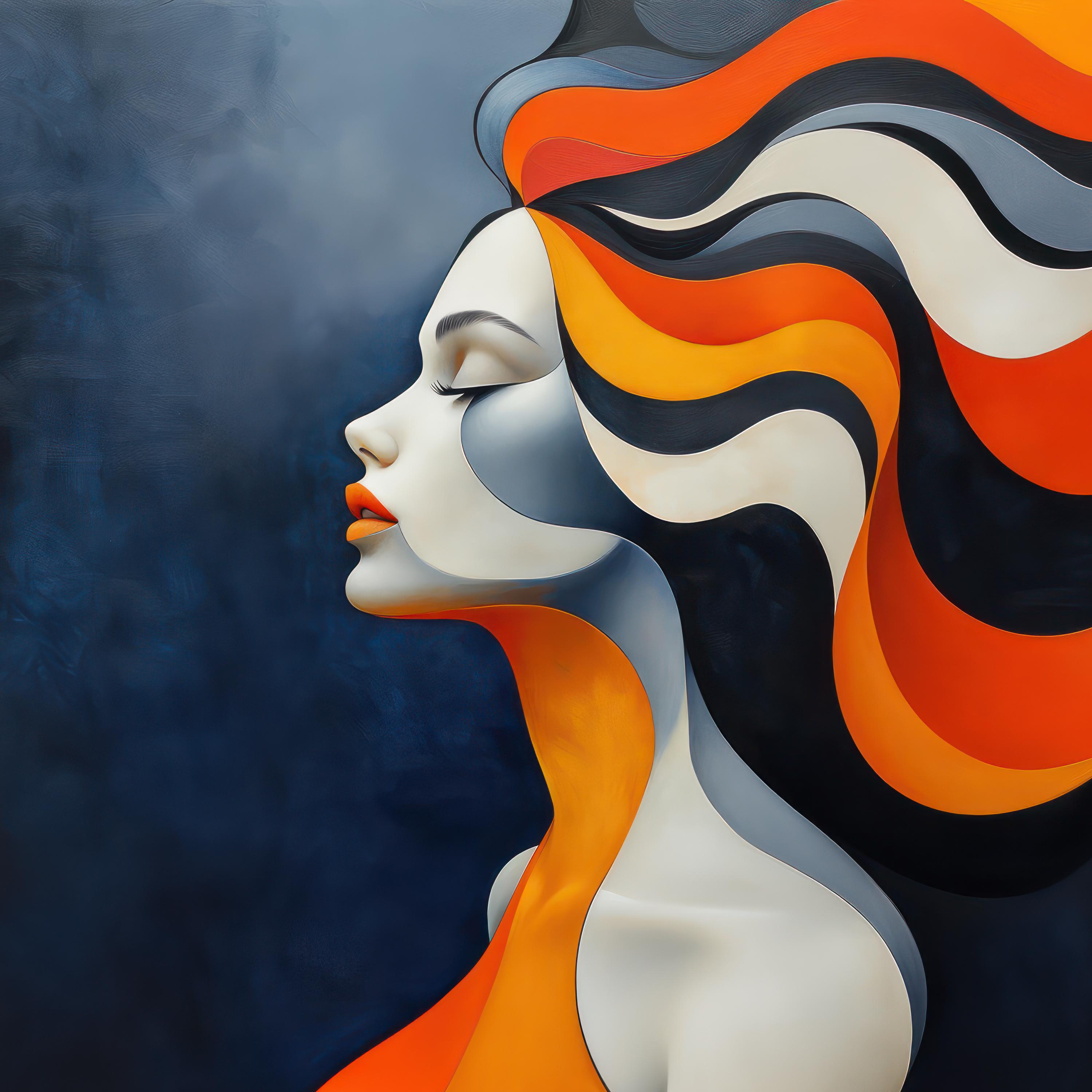 Colorful Woman Portrait Wall Art Print Abstract Girl Poster Home Decor ...