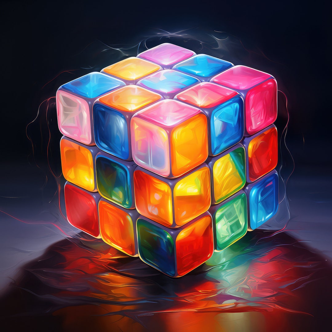 Neon Cube - Rubik's Cube Inspired Design for people who know How to Solve a Rubik's  Cube - Rubiks Cube Rubix - Posters and Art Prints