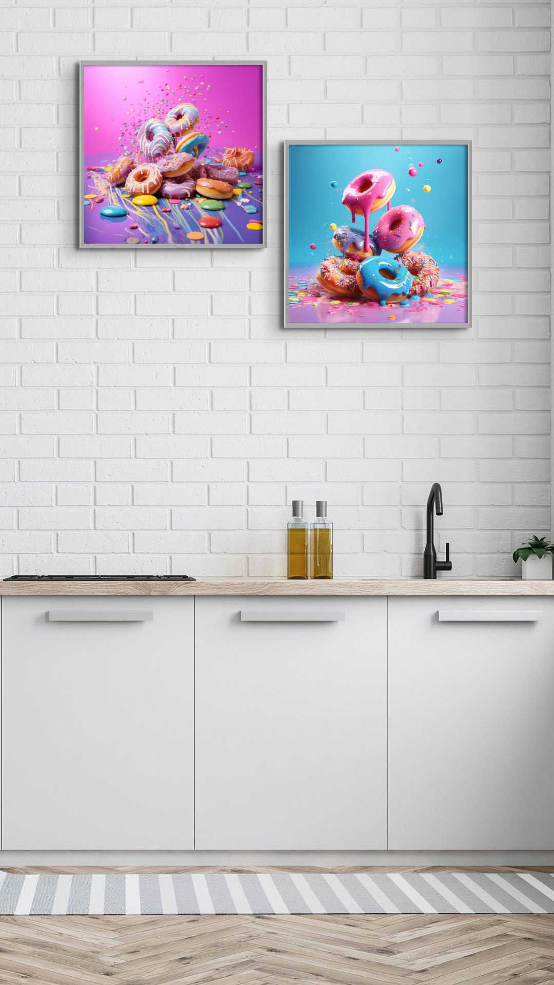 Colorful Donut Print Donut Printable Pastry Patisserie Wall Art Kitchen ...