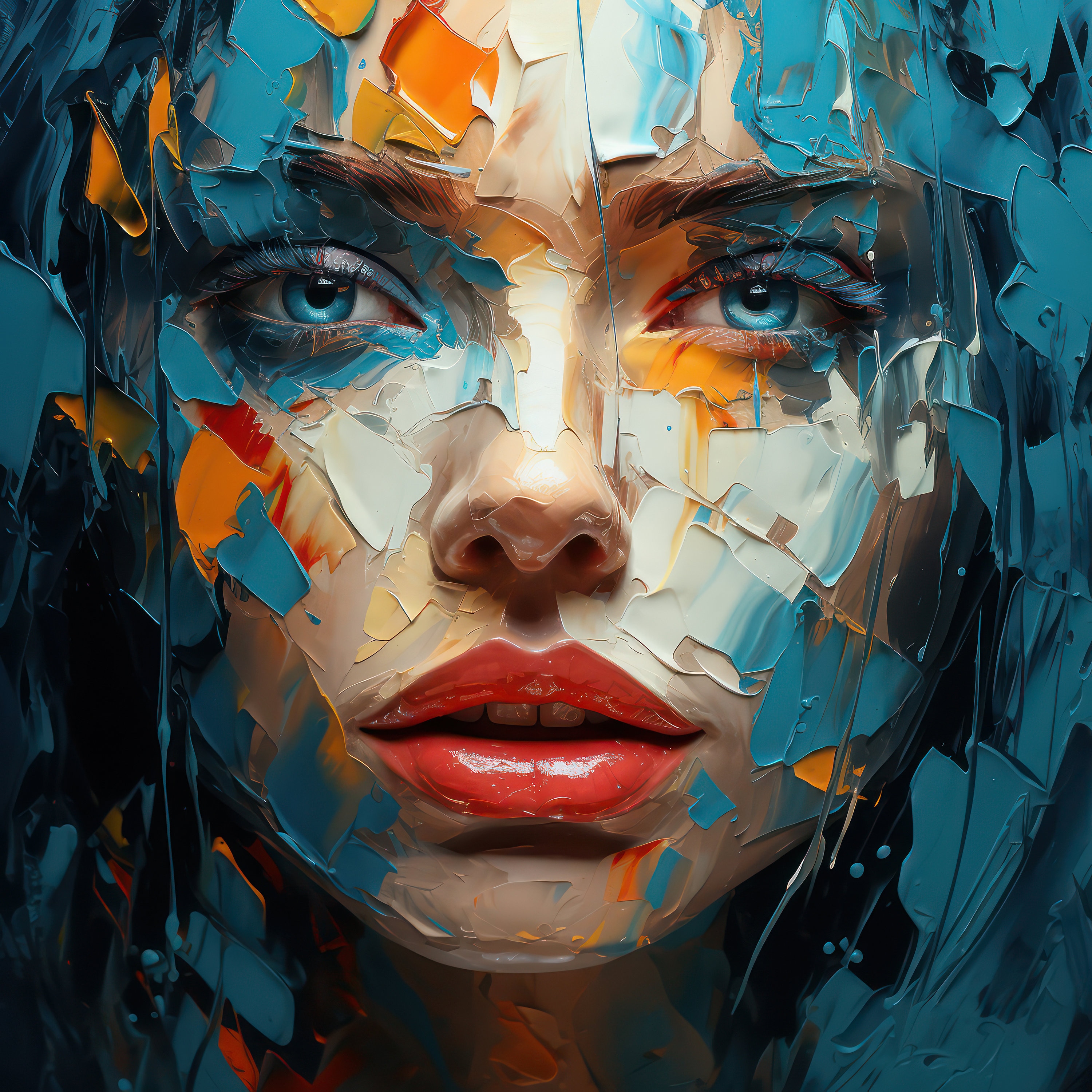 Colorful Woman Portrait Wall Art Print Abstract Girl Poster Home Decor ...