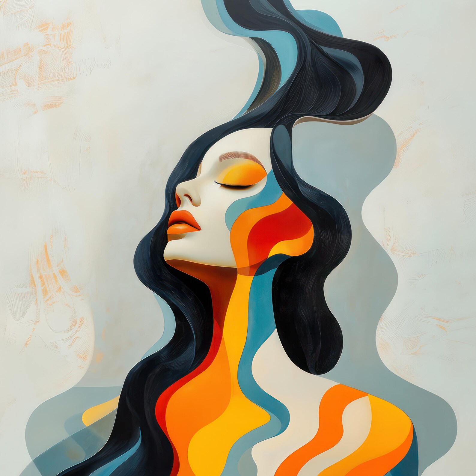 Colorful Woman Portrait Wall Art Print Abstract Girl Poster Home Decor ...